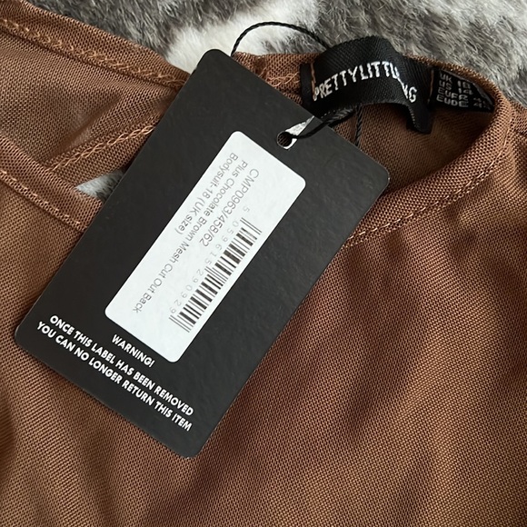 NEW Chocolate Brown Mesh Cutout Bodysuit - Picture 5 of 5